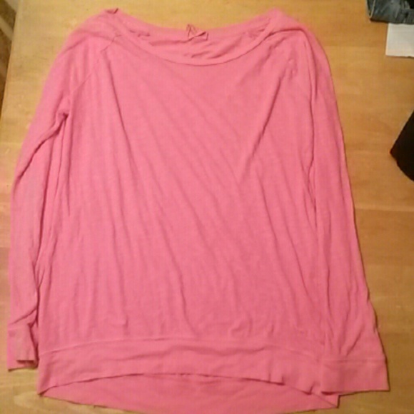Pink shirt.