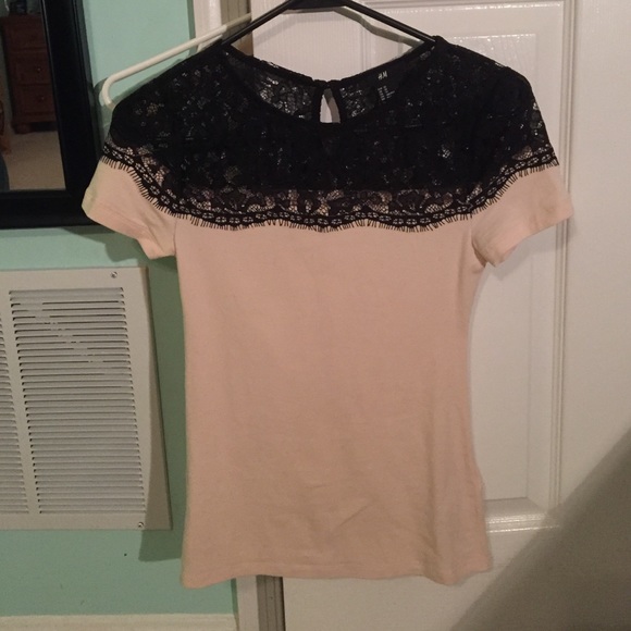 Pink and black lace top