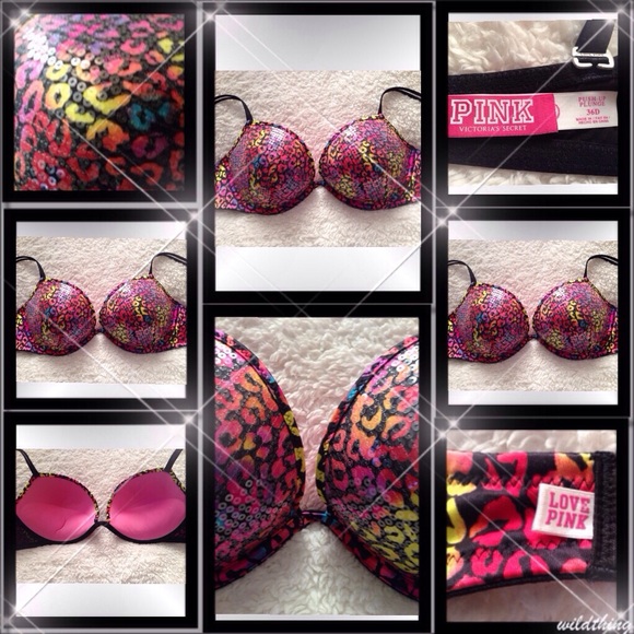 VICTORIA'S SECRET PINK SEQUIN
ANIMAL PRINT BRA 36D