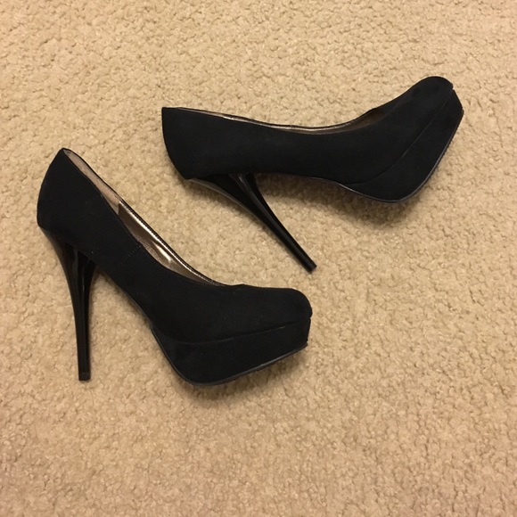 Black suede heels by Mossimo
