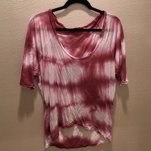 purple and white clouded t shirt