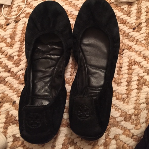 Black suede Tory Burch flats LIKE NEW