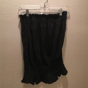 black tube top with fitted middle