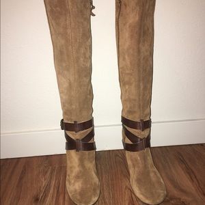 Suede, wedge Franco Sarto zip up boots
