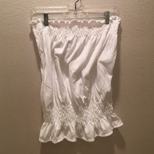 white tube top with fitted middle