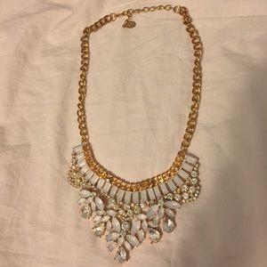 Gold and White Flowers Statement Necklace NEW