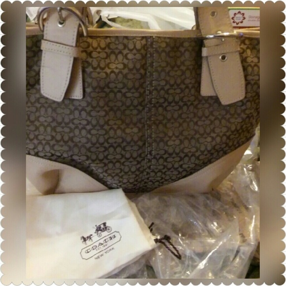 Coach Leather Jaquard Sig C Hobo w/DUSTER