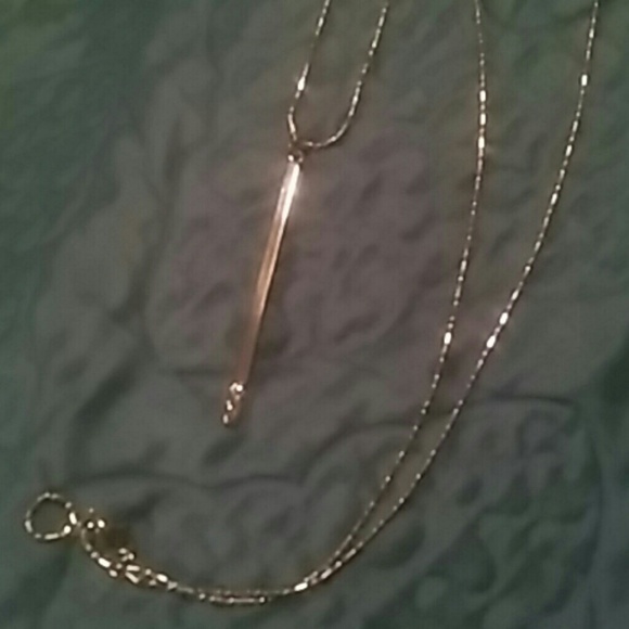 Long silver necklace with three gems