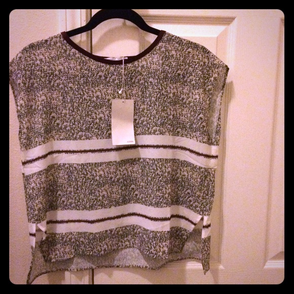 Zara Striped Text T shirt Sz S. Worn twice - Picture 1 of 3