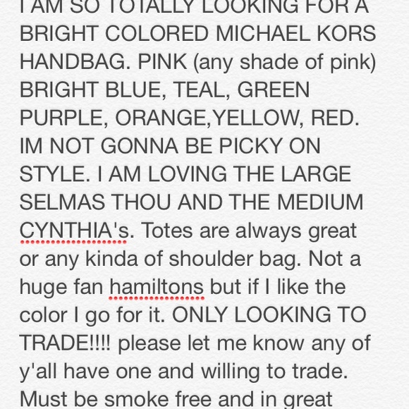 ISO ISO looking for right colored mk bag!