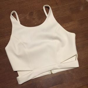 White crop top with gold zipper sz Small