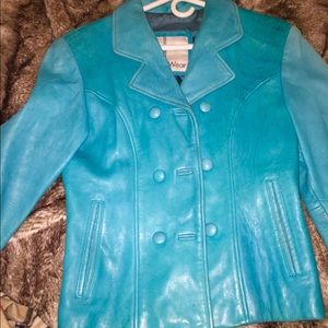 Blue authentic leather jacket
