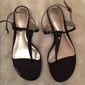 Black leather sandals