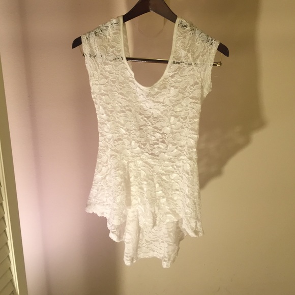 White Lace Peplum Blouse