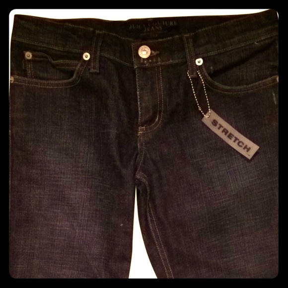 Juicy Couture Mid Rise Stretch Frayed Dark Denim