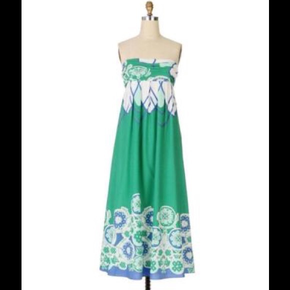 Anthropologie Cool Water Strapless Dress Size 4