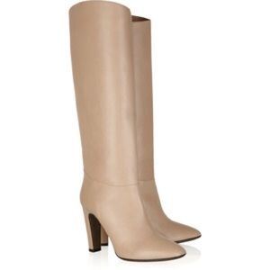 Valentino Knee High Leather Boots, Nude, Size 7.5