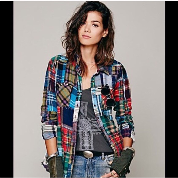 ISO Free People plaid flannel shirt. Size L/XL