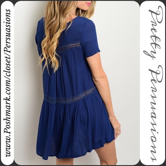 SOLD OUT🌻Navy Lace Crochet Boho Baby Doll Dress - Picture 2 of 2