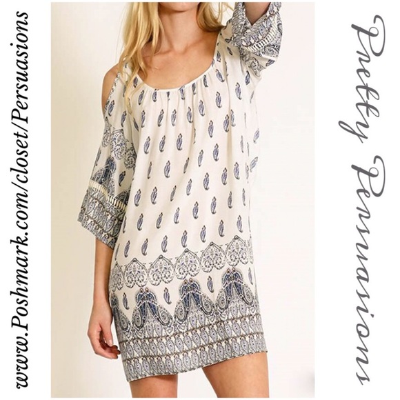 SOLD OUT 🌻NWT Cold Shoulder Border Print Dress - Picture 2 of 4