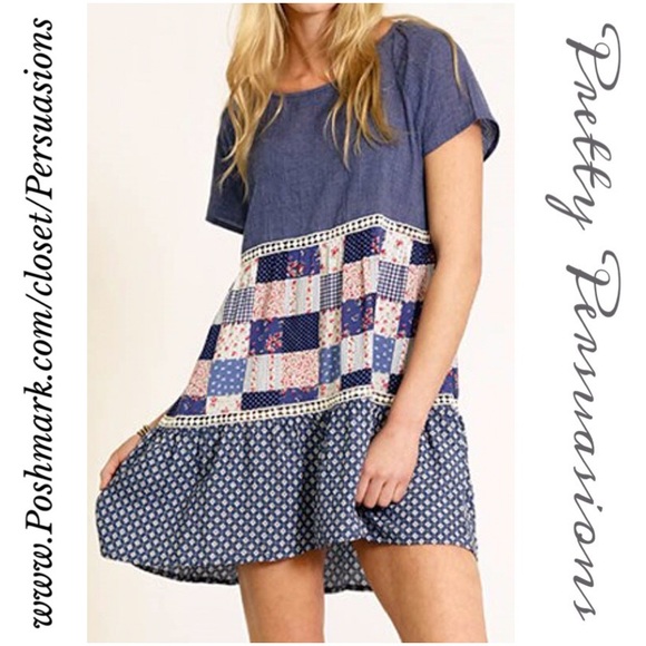 SOLD NWT Boho Patchwork Peasant Shirt Dress Tunic - Picture 3 of 4