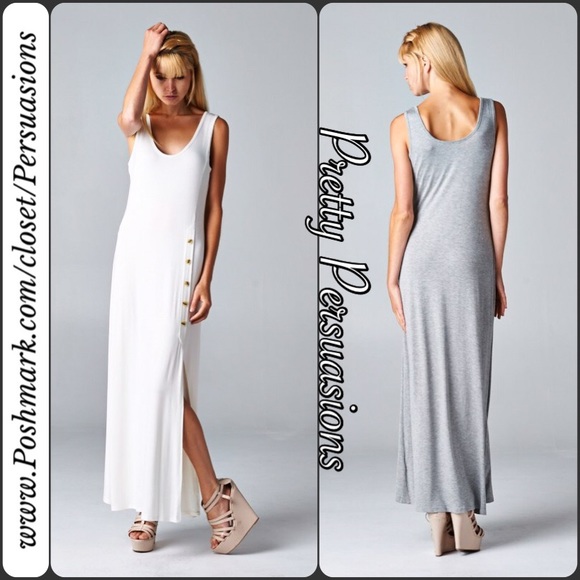 LAST ONE ‼️NWT White Button Slit Maxi Tank Dress - Picture 3 of 3