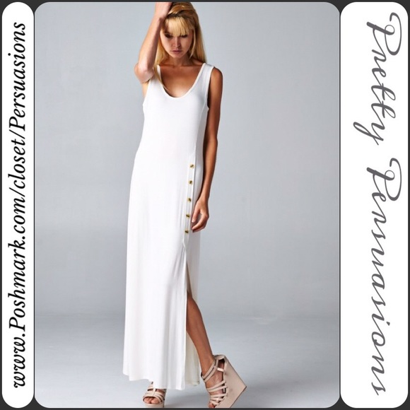 SOLD OUT 🌻NWT Gray Button Slit Maxi Tank Dress - Picture 2 of 3