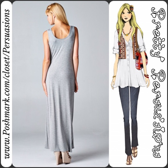 SOLD OUT 🌻NWT Gray Button Slit Maxi Tank Dress - Picture 3 of 3