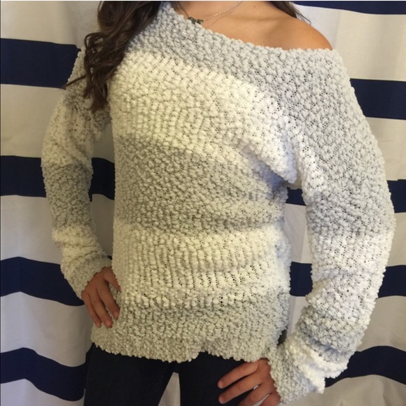 Almost Famous Sweaters - New Almost Famous M white gray stripe Soft sweater