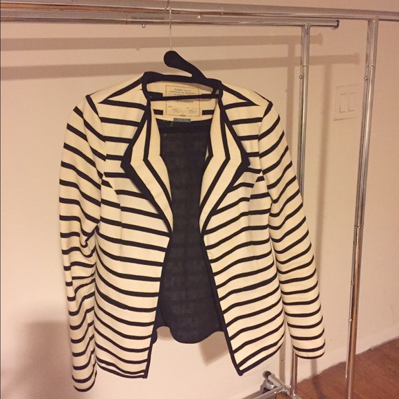 Lightweight black & white striped Anthro blazer