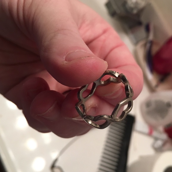 Diamond Stainless Steel Heart Ring - Picture 2 of 3