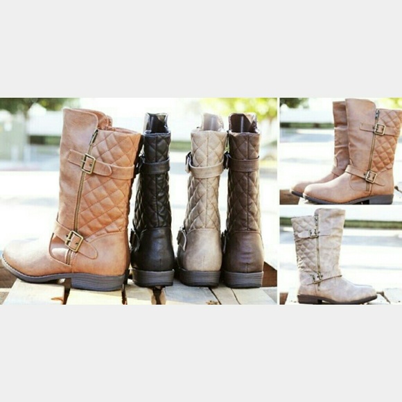 Mid-Calf Quilted Boots - Taupe - Picture 2 of 2