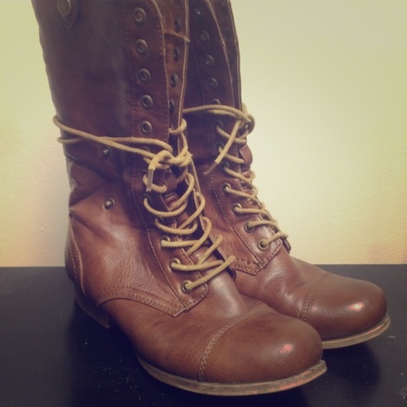 Brown combat boots