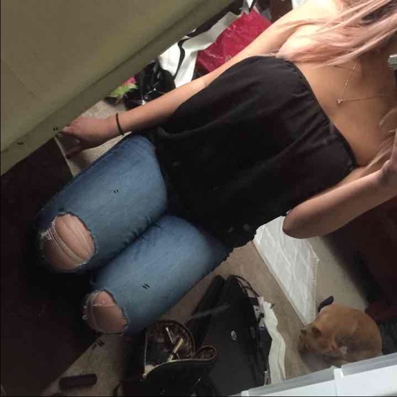 Strapless black top