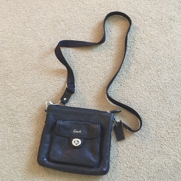 Black leather Coach crossbody