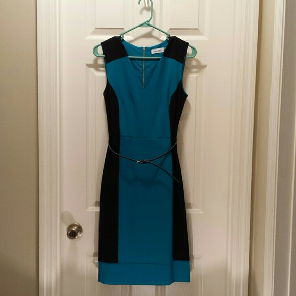 Calvin Klein Teal and Black Dress