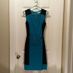Calvin Klein Teal and Black Dress