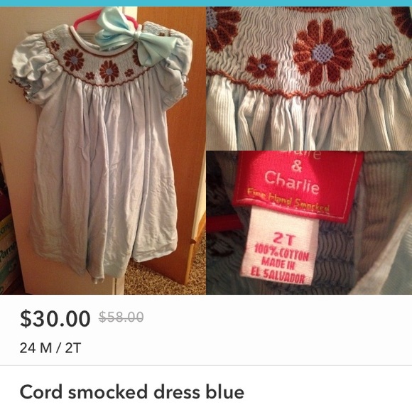 Smocked corduroy dress