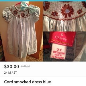 Smocked corduroy dress
