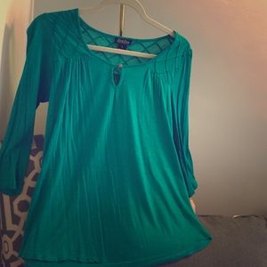 Lucky Brand Peasant Top, S, Teal, Worn Once