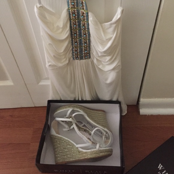 Beautiful blouse and white pair of sandals