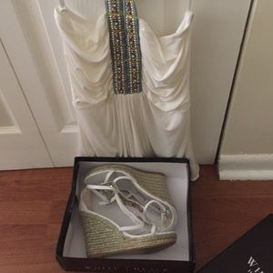 Beautiful blouse and white pair of sandals