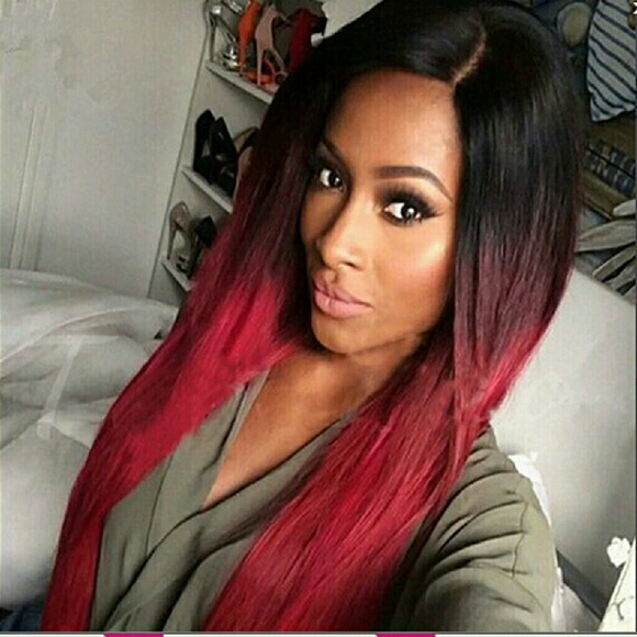 Red/black 2 toned straight wig