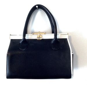 Vintage navy blue and white handbag