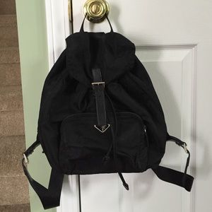 Black Nylon Prada drawstring backpack