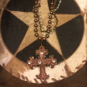 **sold** Rustic "Rock"  cross necklace