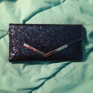 Blue glitter wallet