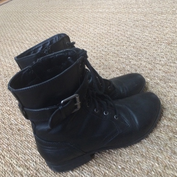 black combat boots