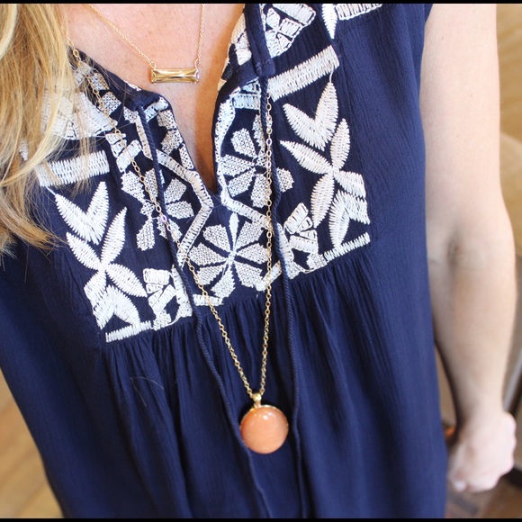 Navy embroidered tunic dress - Picture 4 of 4