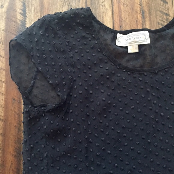 Beyond Vintage Black Sheer Silk Dot Shirt